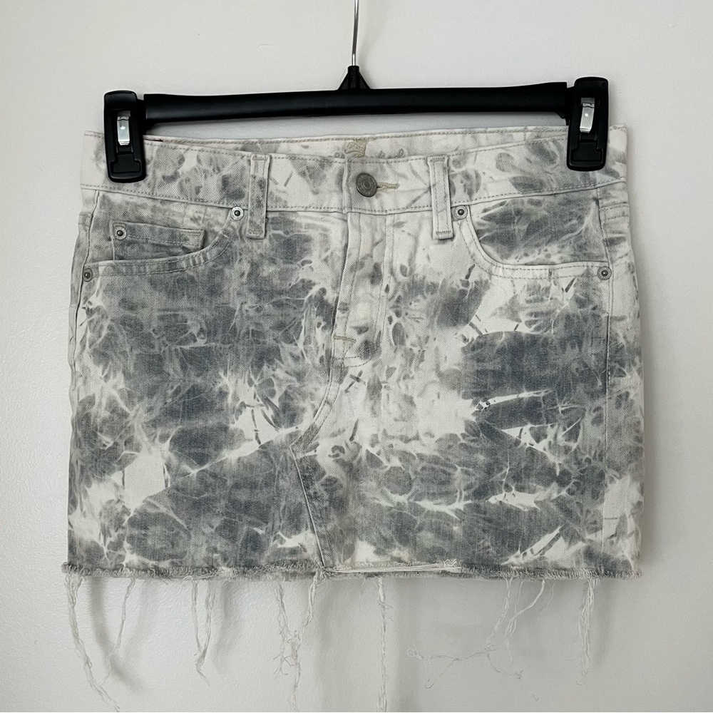 7 for all Mankind Acid Wash Denim Mini Skirt